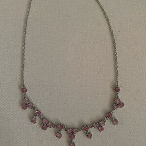 Pink Gemstone Faux Fashion Jewelry Necklace